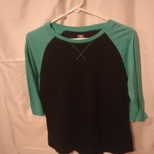 Athletic Works Black and Teal Top